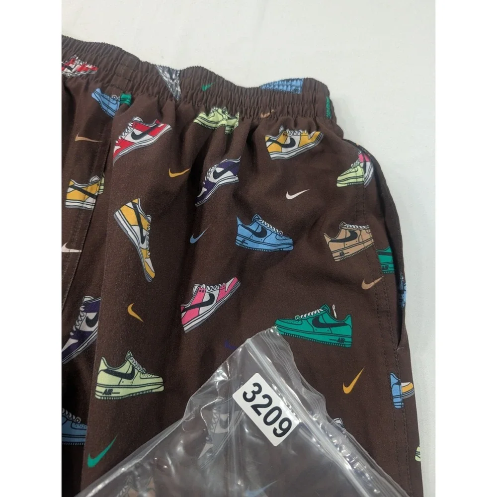 Nike Men's  Trunks Small Brown /Multicolor Sneaker Print Elastic Waist Lined